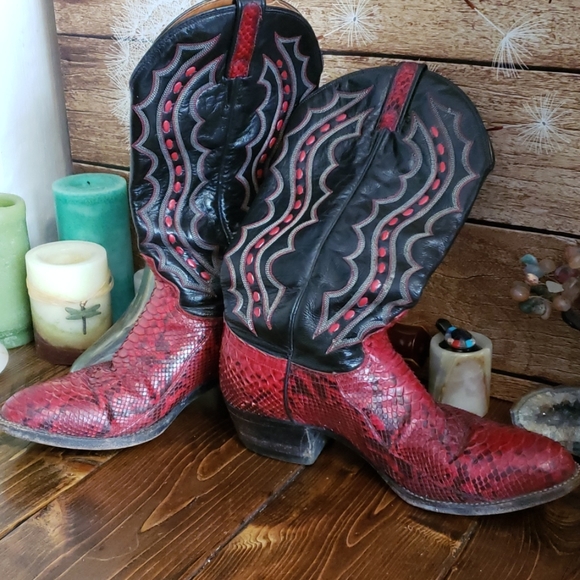 j. chisholm Other - vintage j chisholm red python boots size 9d